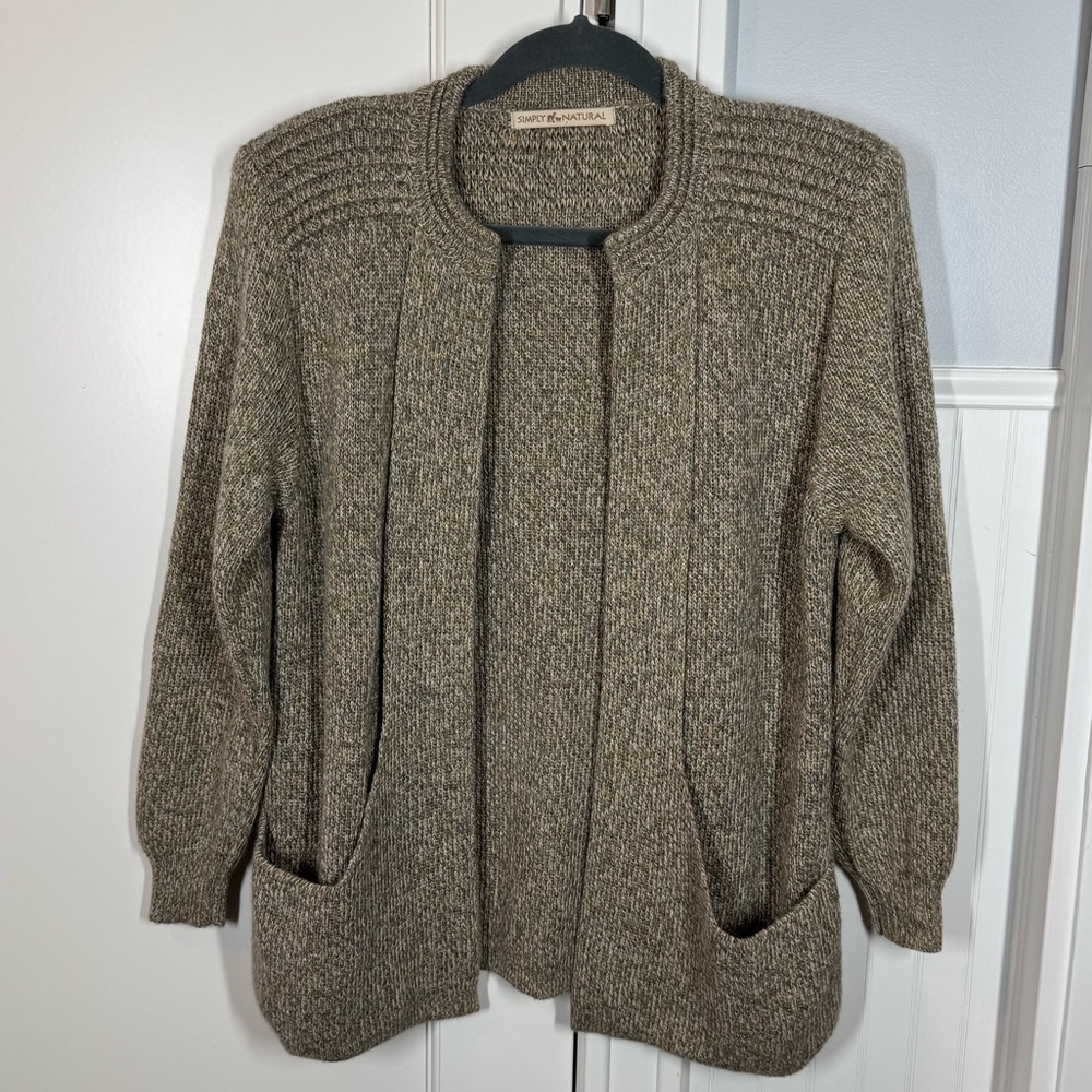 Simply Natural Alpaca Linda Ebel Shawl Open Front Cardigan‎ Melange Tan One Size
